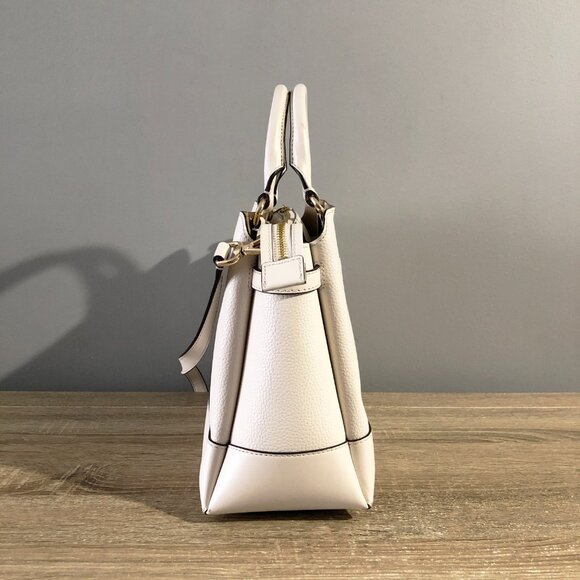 Michael Kors Reed Large White Leather Belted Satchel Crossbody Handbag MSRP $558 - Picture 3 of 11